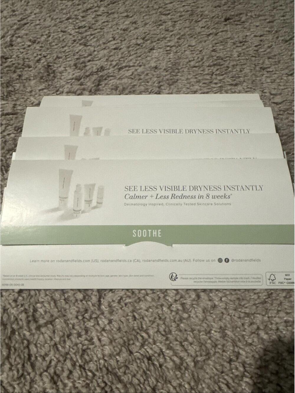 NEW! Rodan + Fields SOOTHE Skincare 4 Step Regimen Sample 5 Pack - US Sealed